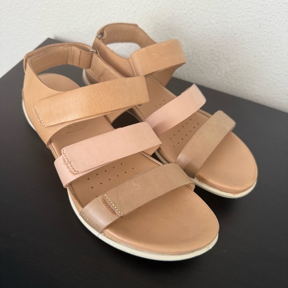ECCO Leather Adjustable Strap Sandals - Picture 1 of 9